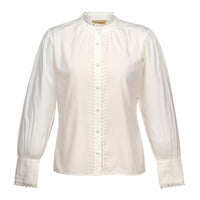 White Frogging Trim Cotton Blouse