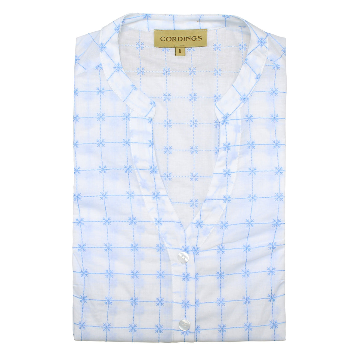 Blue Cotton Embroidered Sleeveless Shirt