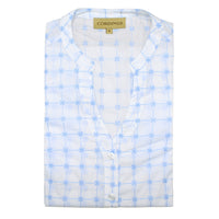 Blue Cotton Embroidered Sleeveless Shirt