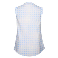 Blue Cotton Embroidered Sleeveless Shirt