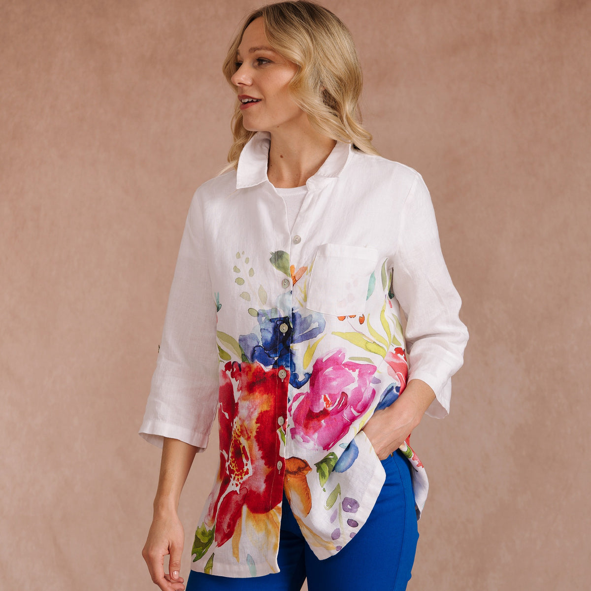 Floral Linen Blouse