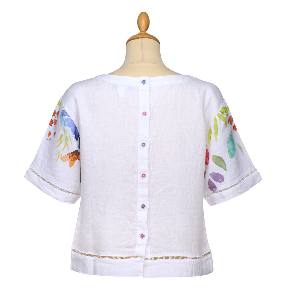 Floral Linen Short Sleeve Top