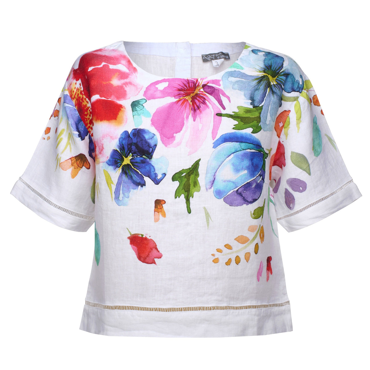 Floral Linen Short Sleeve Top