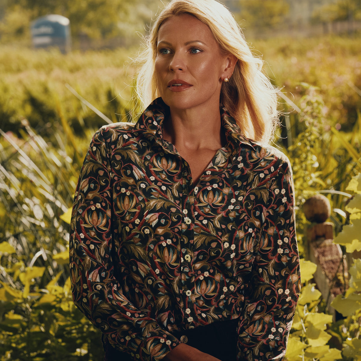 The West Garden Crepe de Chine Silk Shirt Made with Liberty Fabric