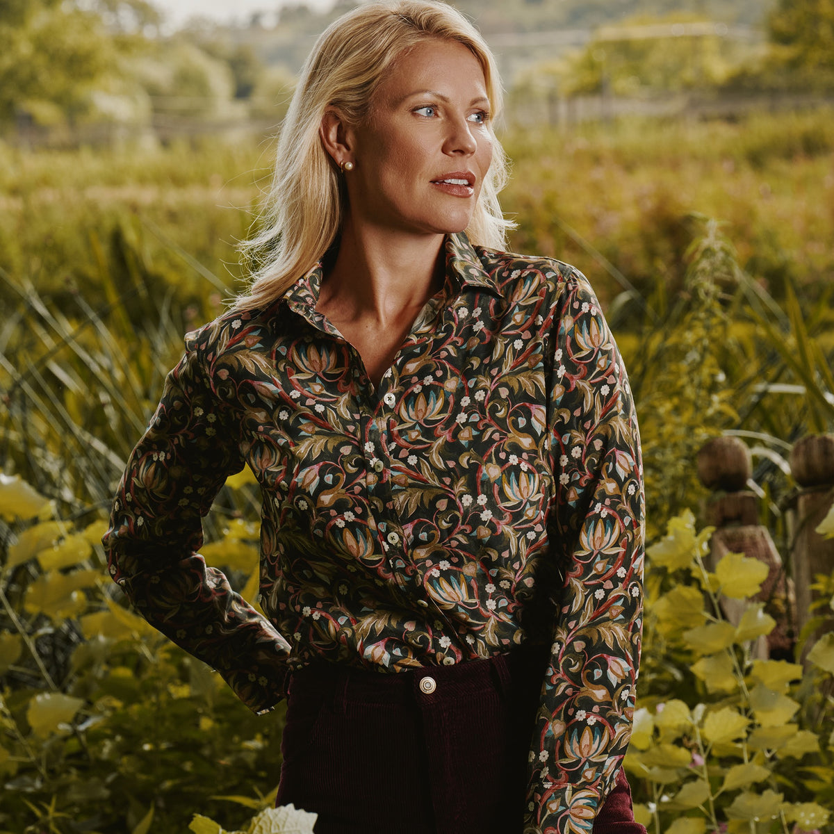 The West Garden Crepe de Chine Silk Shirt Made with Liberty Fabric