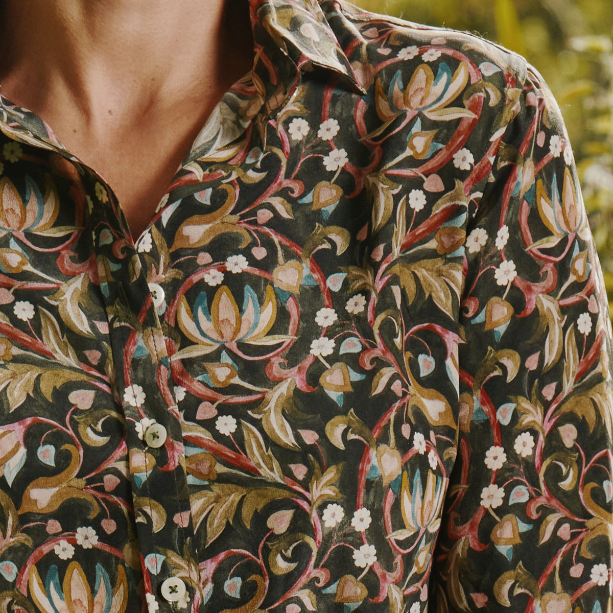 The West Garden Crepe de Chine Silk Shirt Made with Liberty Fabric