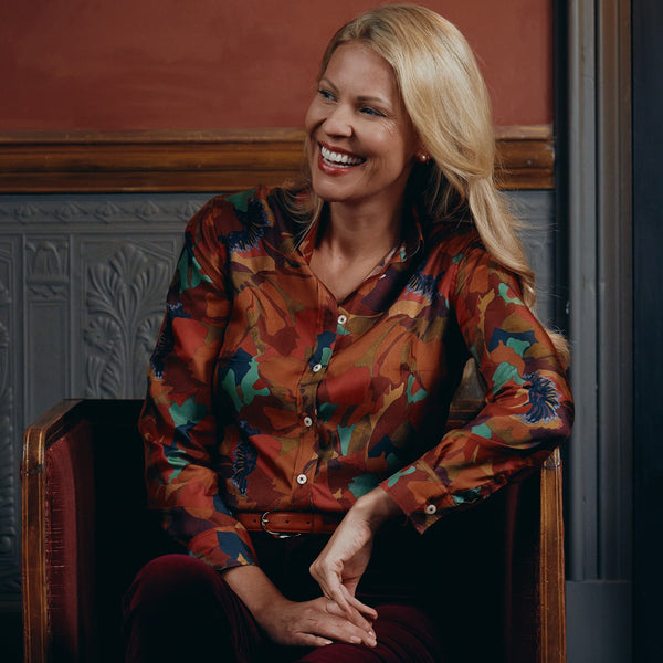 The Peony Parade Crepe de Chine Silk Shirt Made with Liberty Fabric