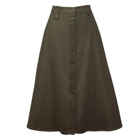 Olive Green Loden A-Line Skirt