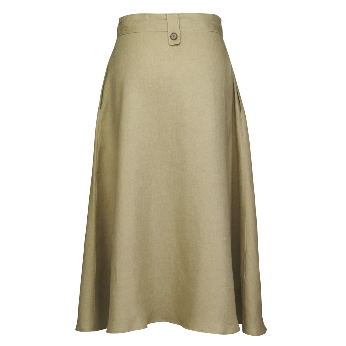 Khaki Maria Linen A-Line Skirt