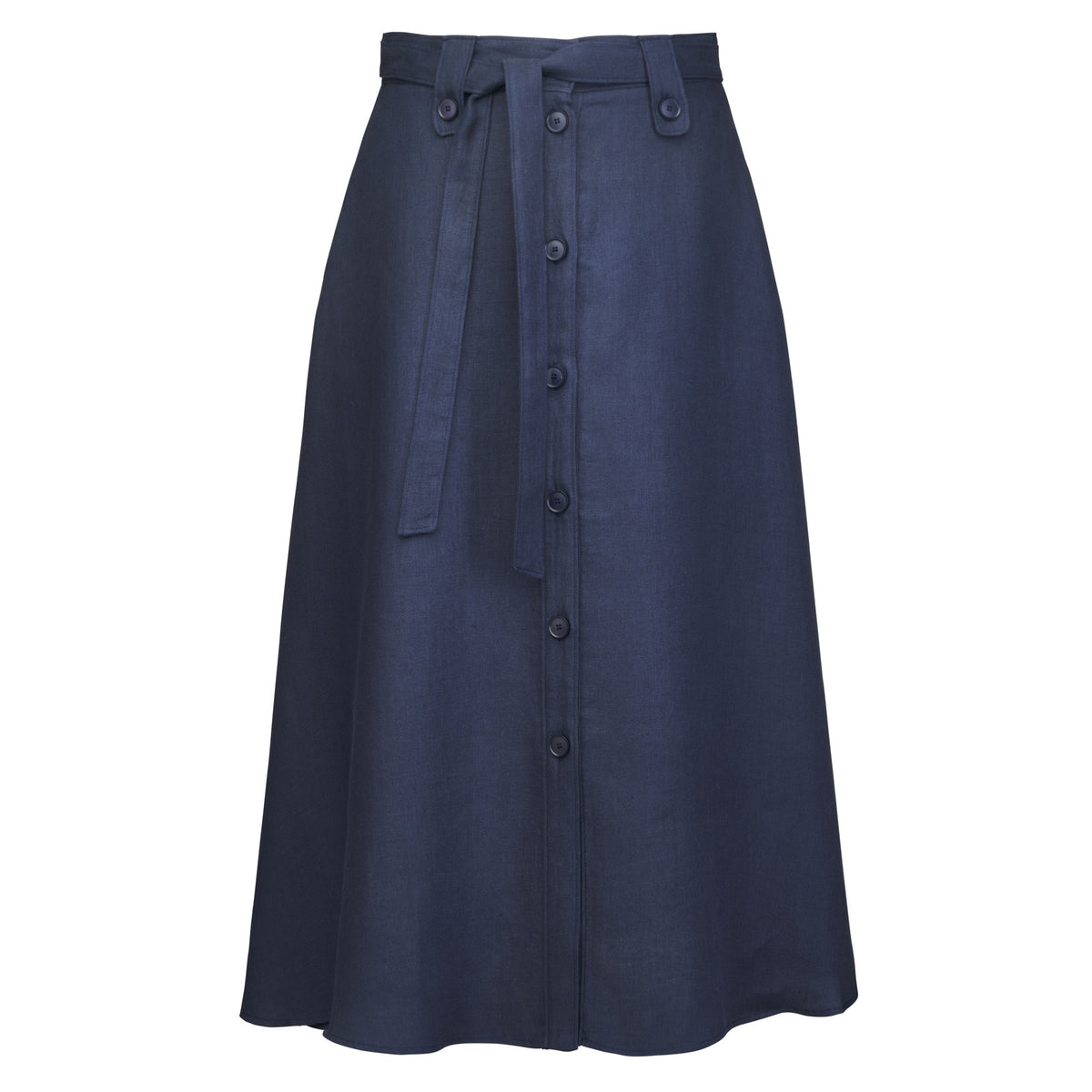 Navy Maria Linen A-Line Skirt
