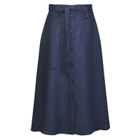 Navy Maria Linen A-Line Skirt