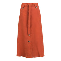 Orange Linen Belted Skirt