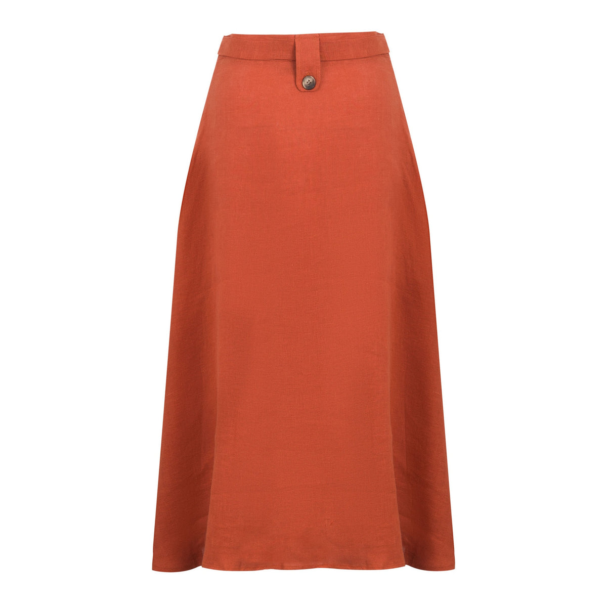Orange Linen Belted Skirt