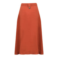 Orange Linen Belted Skirt