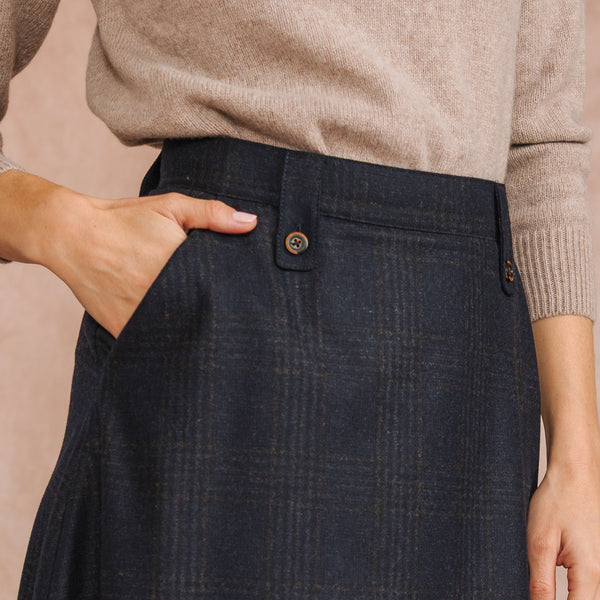 Navy Harlow A-Line Skirt