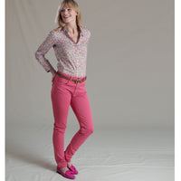 Fuchsia Pink Cotton Stretch Jeans