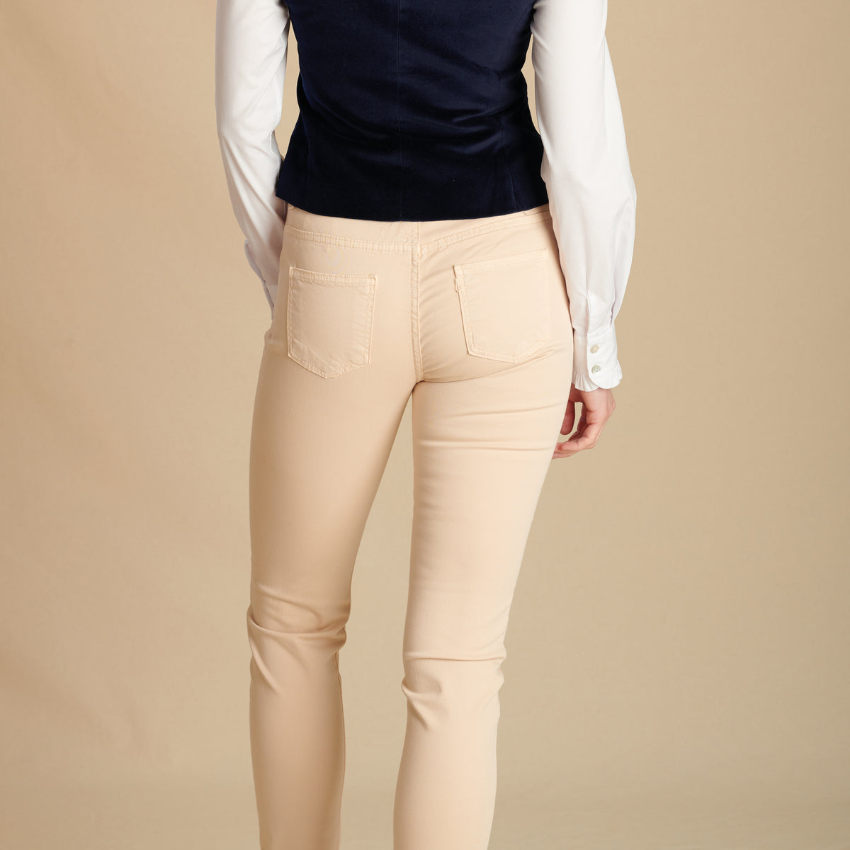 Beige Cotton Stretch Jeans