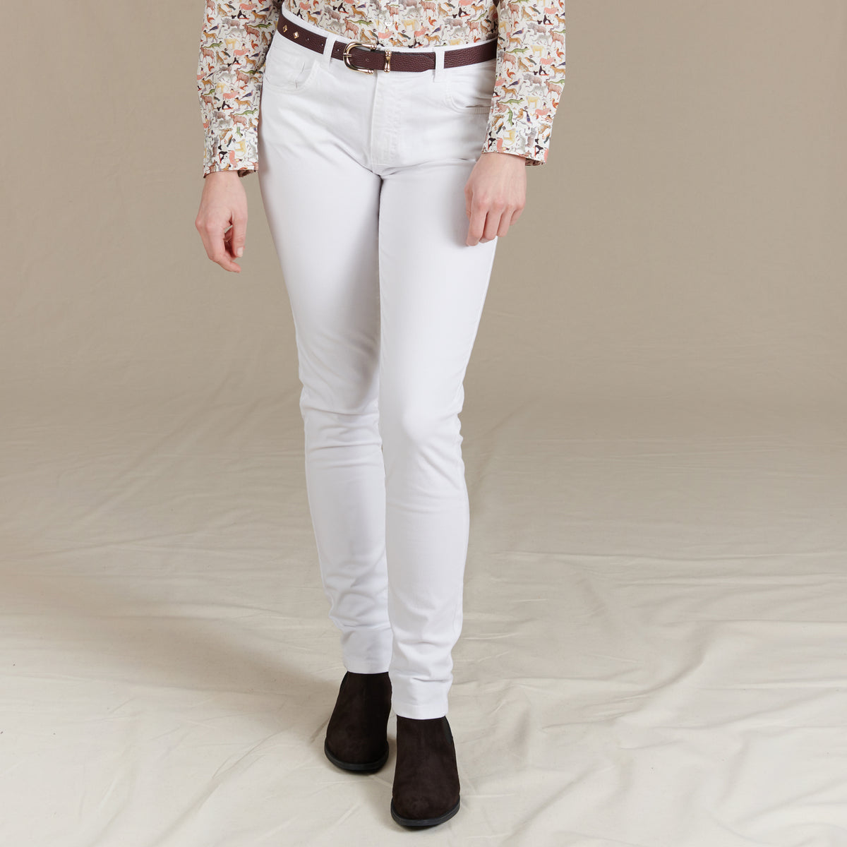 White Cotton Stretch Emma Jeans