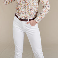 White Cotton Stretch Emma Jeans