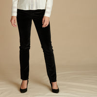 Black Straight Leg Velvet Jeans