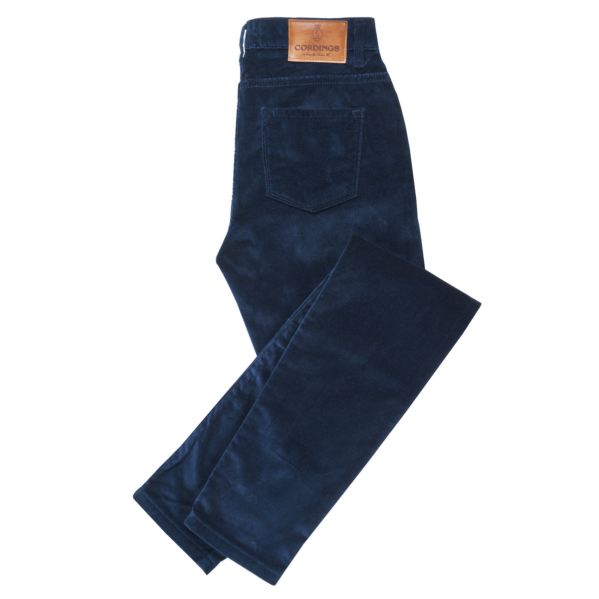 Navy Straight Leg Velvet Trousers