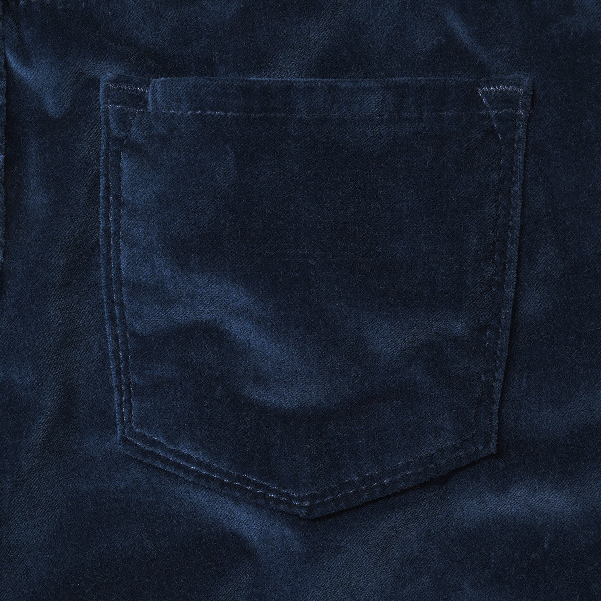 Navy Straight Leg Velvet Trousers