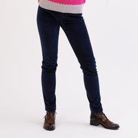 Navy Straight Leg Velvet Trousers
