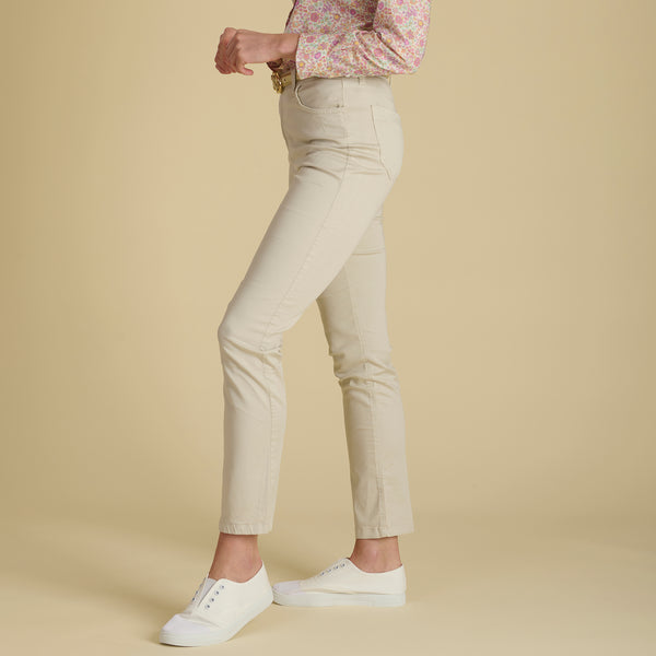 Beige Cotton Stretch Lily Jeans