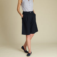 Navy Alexandra Linen Shorts