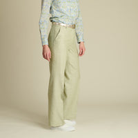 Green Tetbury Silk and Linen Trousers