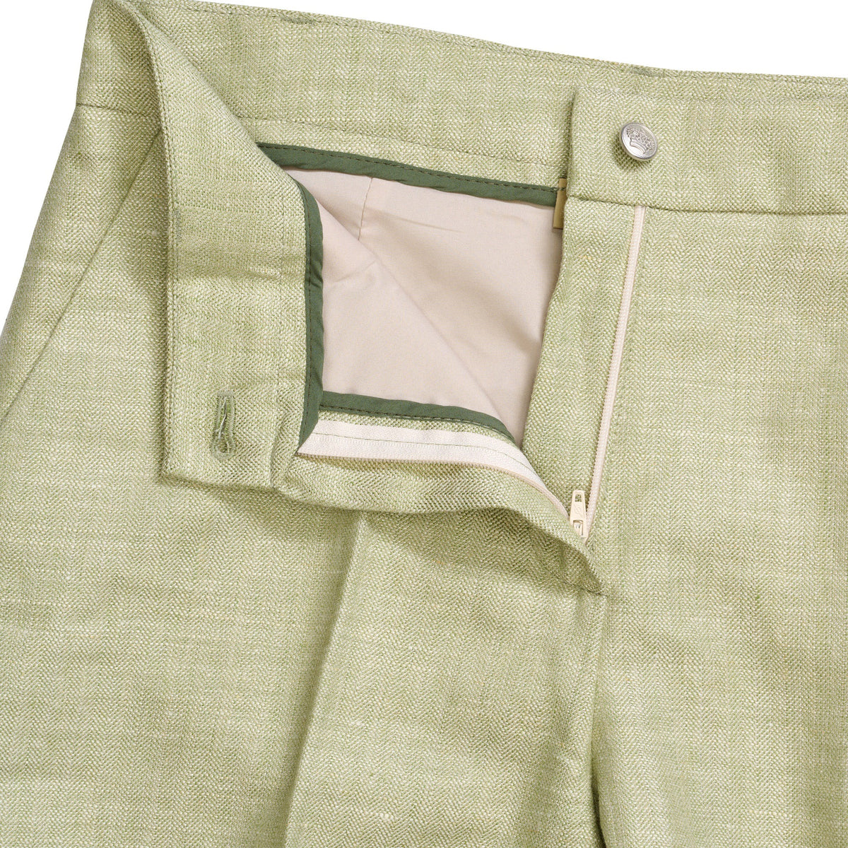 Green Tetbury Silk and Linen Trousers