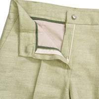 Green Tetbury Silk and Linen Trousers
