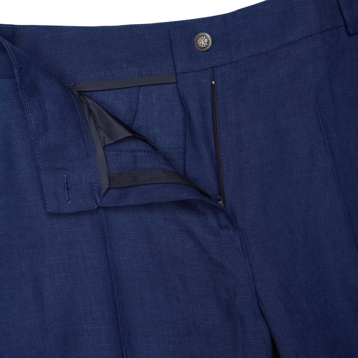 Navy Linen Roberta Wide Leg Trousers