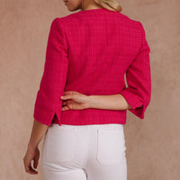 Fuchsia Fringe Crop Jacket
