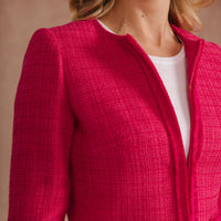 Fuchsia Fringe Crop Jacket