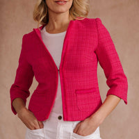 Fuchsia Fringe Crop Jacket