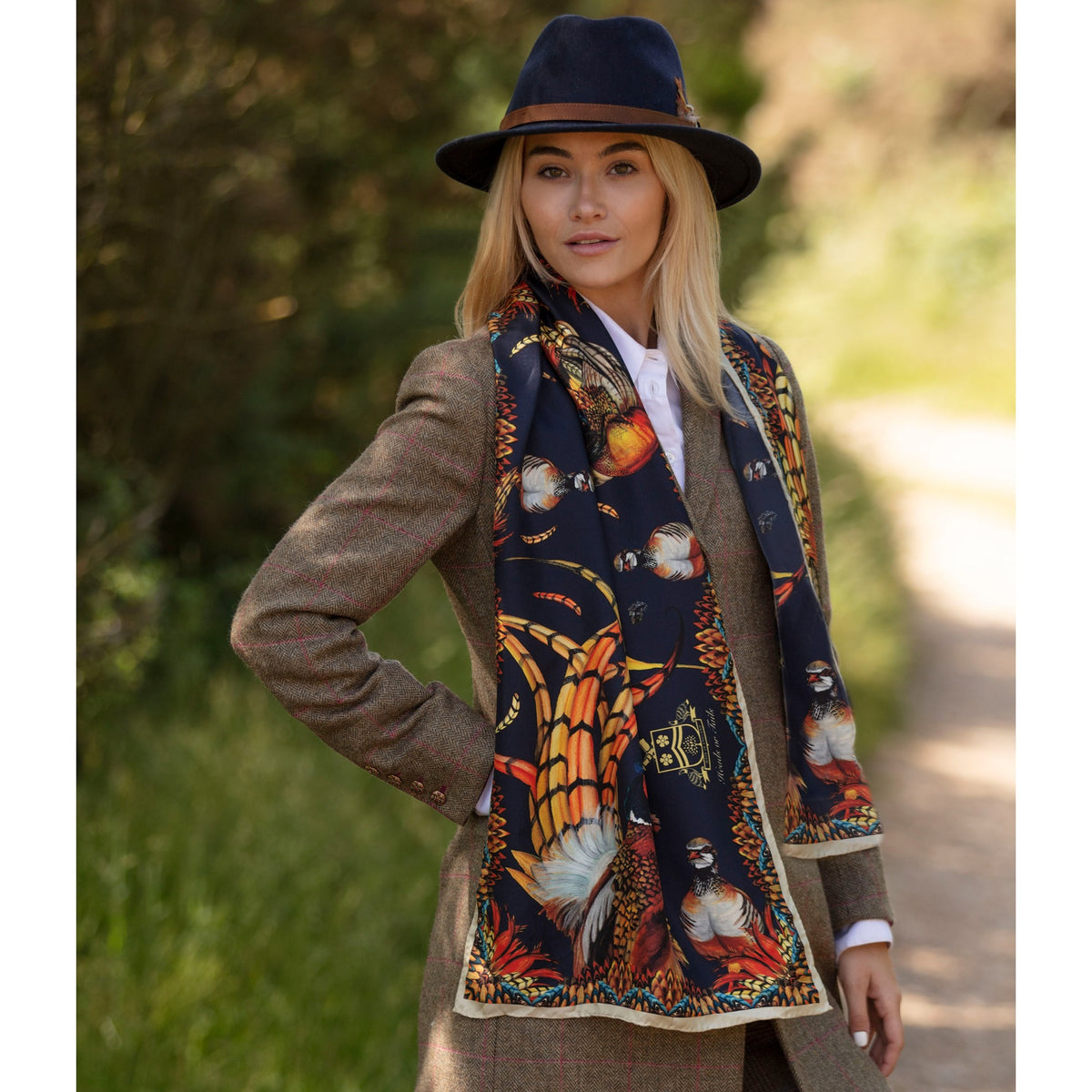 Heads or Tails Navy Classic Silk Scarf
