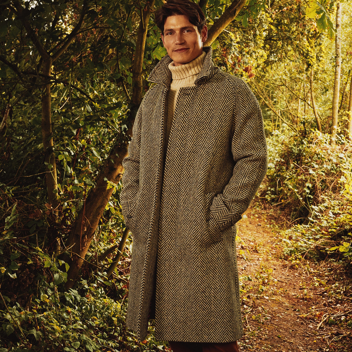 Black & Cream Herringbone Donegal Follifoot Coat