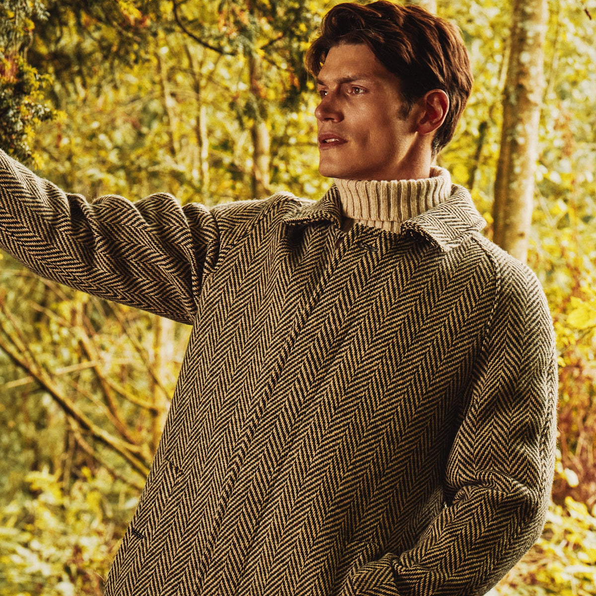 Black & Cream Herringbone Donegal Follifoot Coat