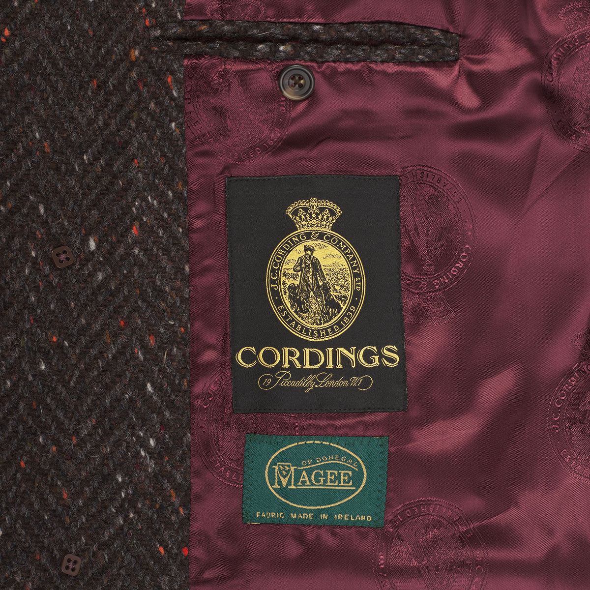 Brown Grey Herringbone Donegal Follifoot Coat