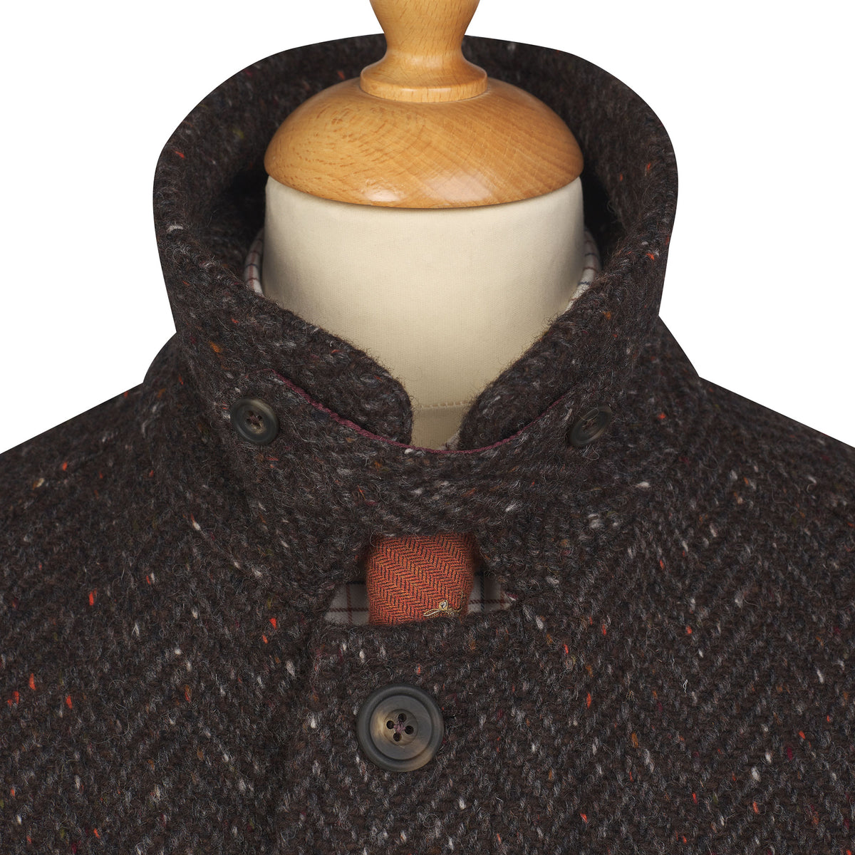 Brown Grey Herringbone Donegal Follifoot Coat