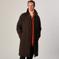 Brown Grey Herringbone Donegal Follifoot Coat