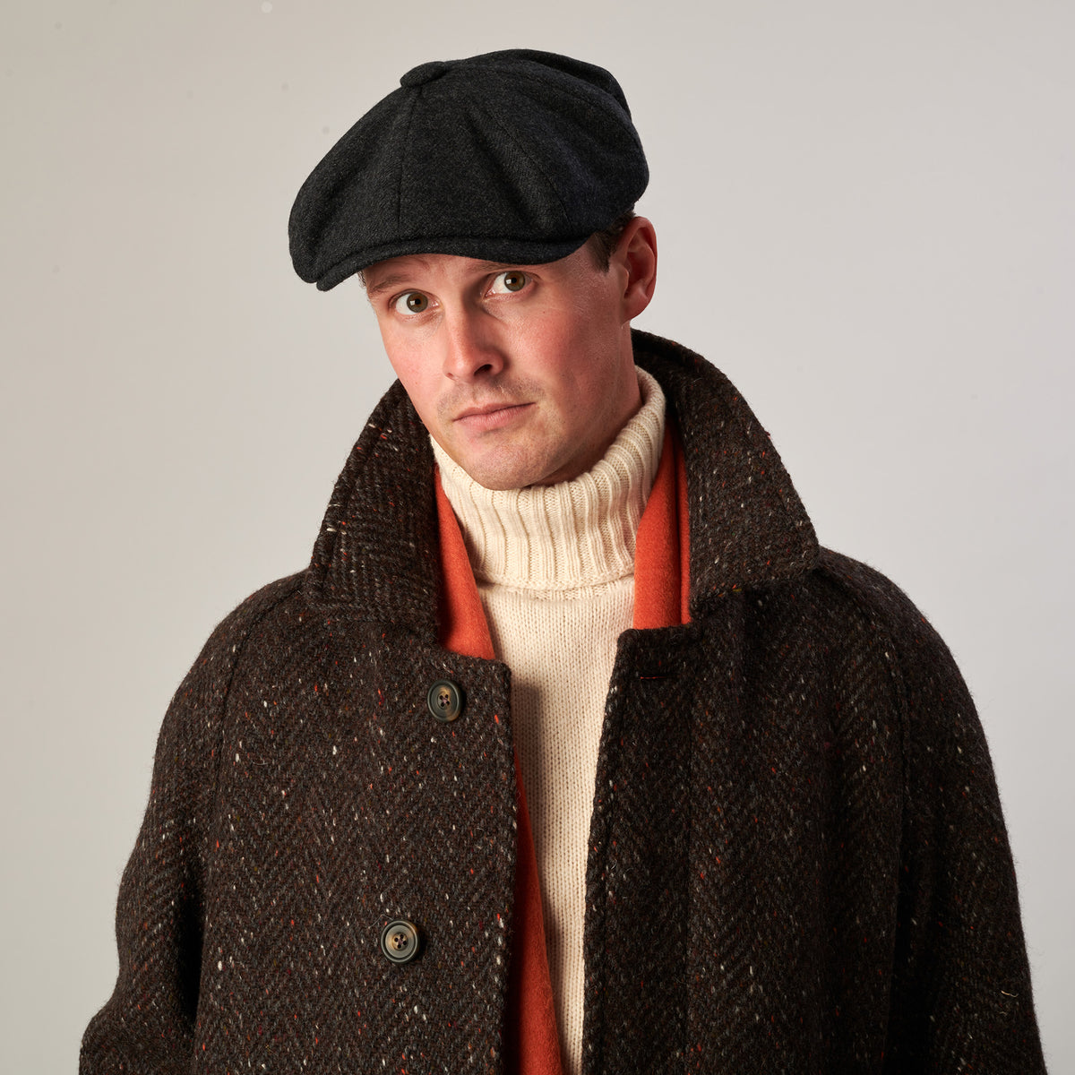 Brown Grey Herringbone Donegal Follifoot Coat