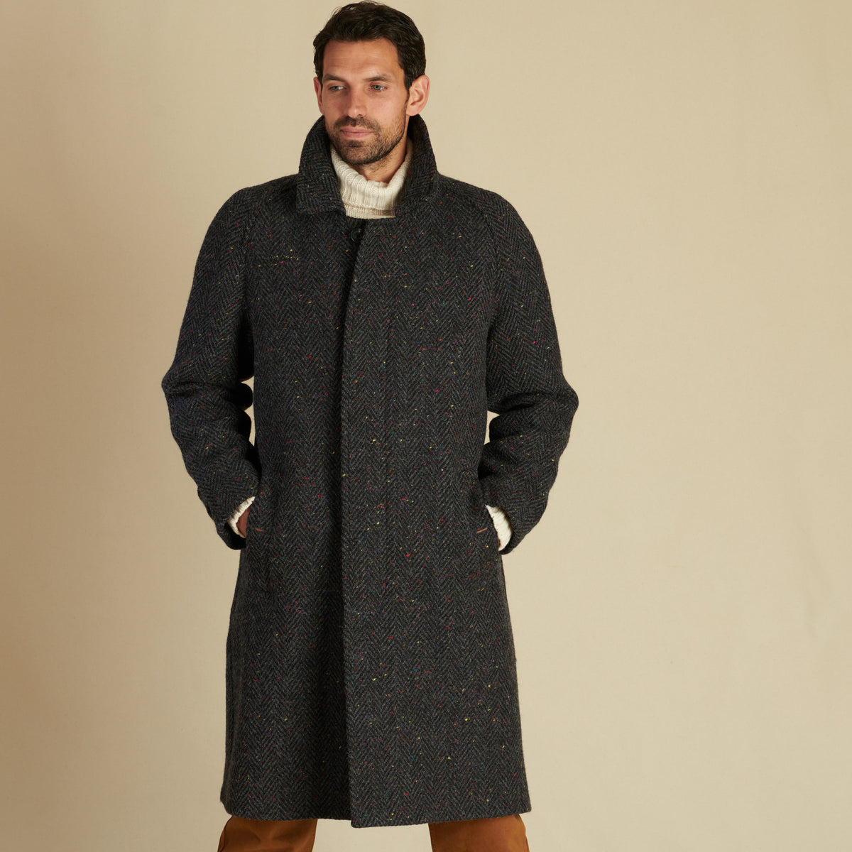 Grey Herringbone Donegal Follifoot Coat