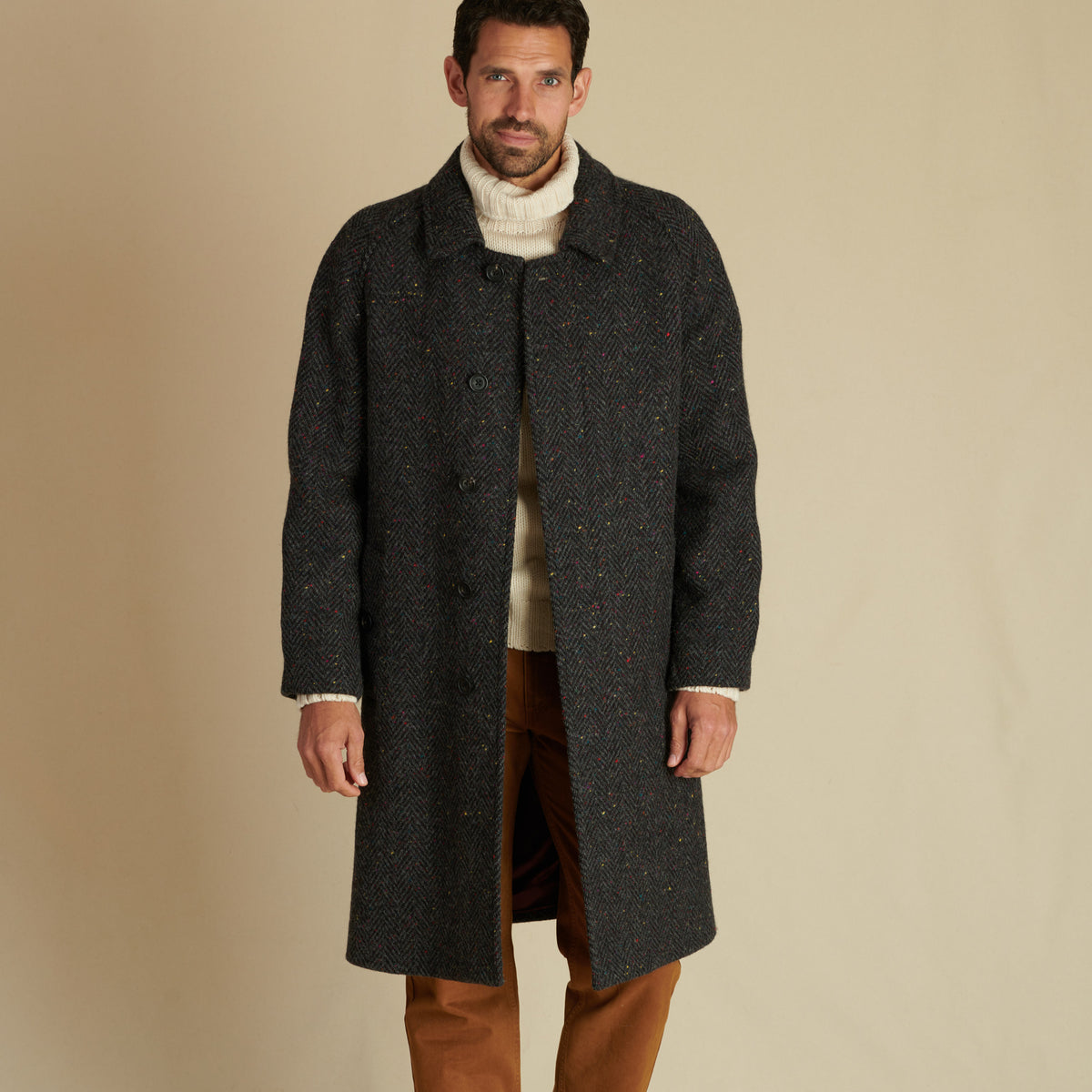 Grey Herringbone Donegal Follifoot Coat