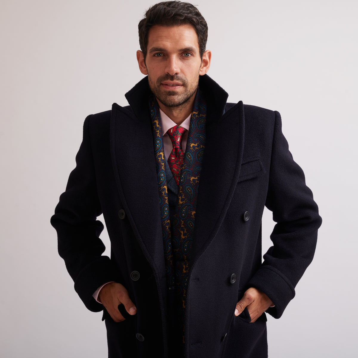 Navy Double Breasted Polo Coat