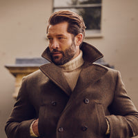 Conrad Herringbone Tweed Car Coat