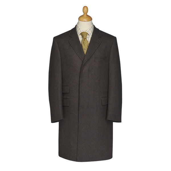 Brown Calder Herringbone Covert Coat
