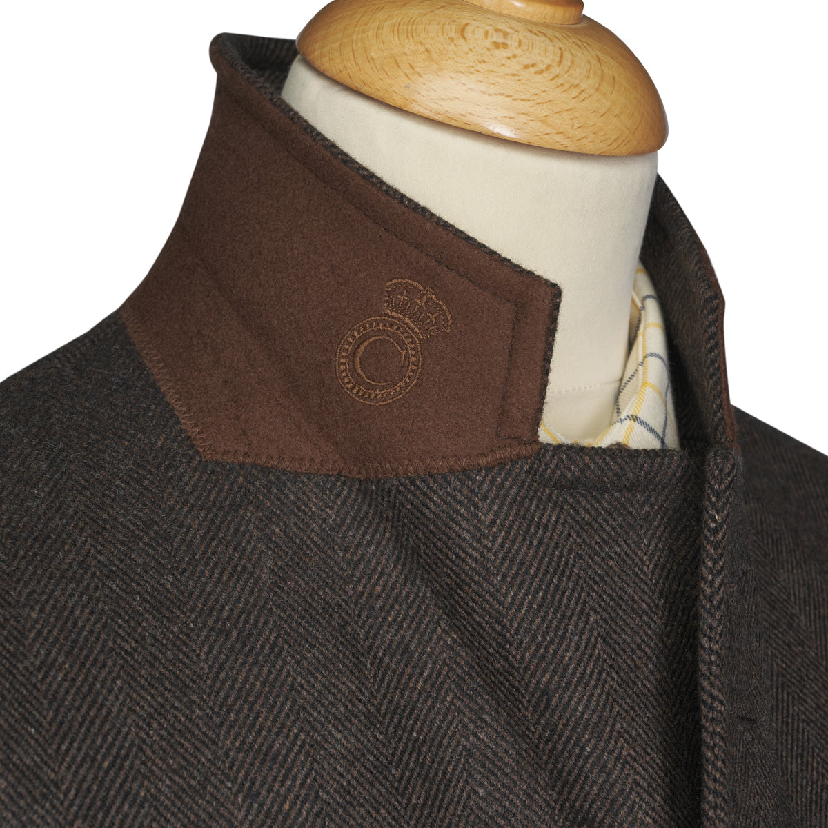 Brown Calder Herringbone Covert Coat