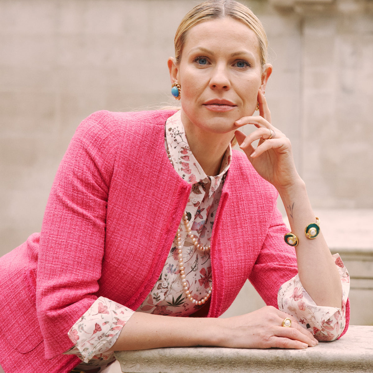 Fuchsia Fringe Crop Jacket